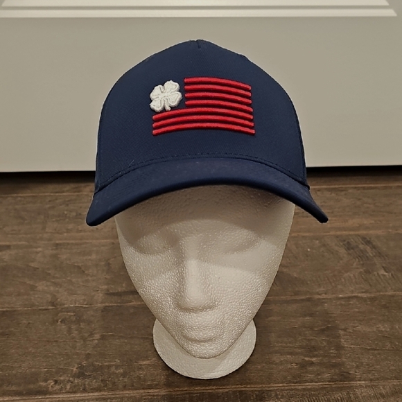 New Black Clover Live Lucky Navy Cap Red Striped Piping Flag White Clover Patch - Picture 2 of 8